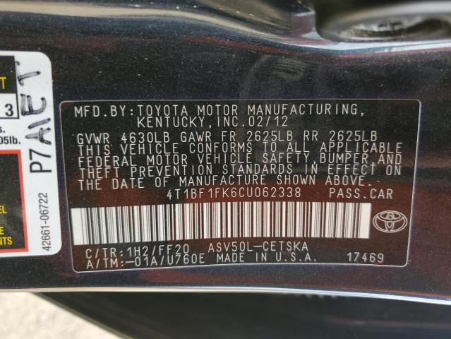 2012 TOYOTA CAMRY BASE - 4T1BF1FK6CU062338