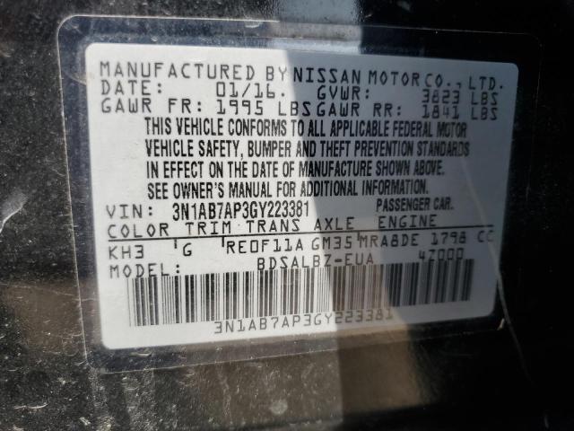 2016 NISSAN SENTRA S - 3N1AB7AP3GY223381