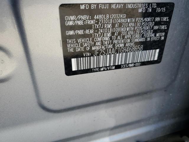 2016 SUBARU FORESTER 2 JF2SJAAC1GH468658