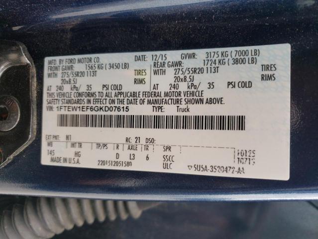 2016 FORD F150 SUPER - 1FTEW1EF6GKD07615