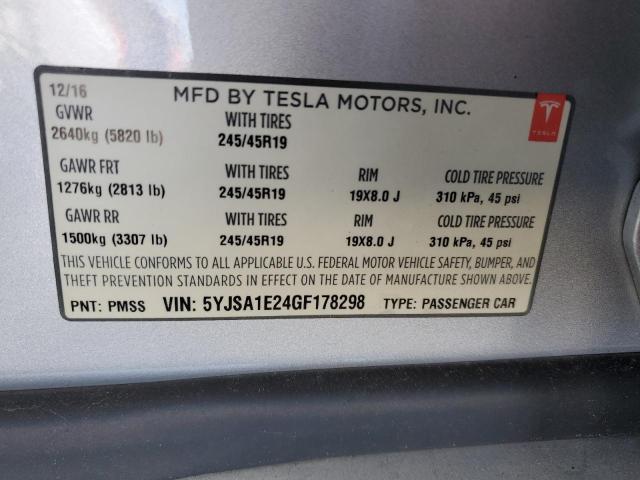 2016 TESLA MODEL S - 5YJSA1E24GF178298