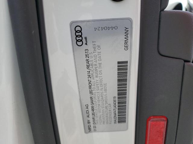 2020 AUDI A4 PREMIUM WAUDNAF47LA043619