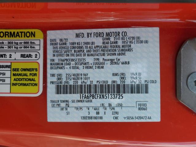 2022 FORD MUSTANG GT - 1FA6P8CFXN5133725