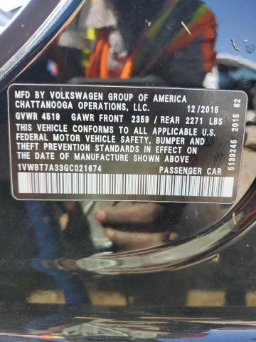 2016 VOLKSWAGEN PASSAT SE 1VWBT7A33GC021674