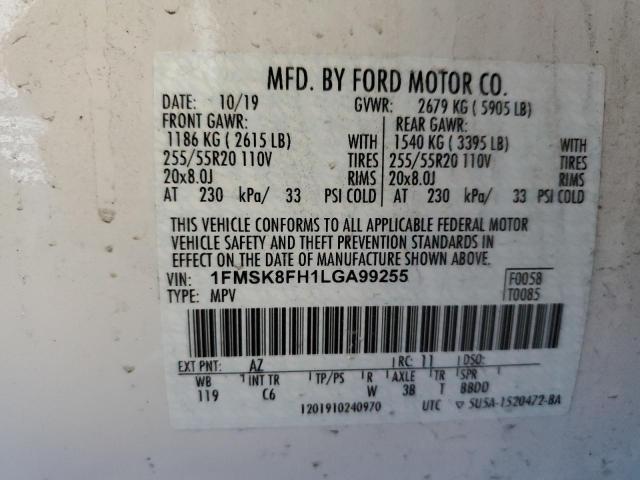 2020 FORD EXPLORER L - 1FMSK8FH1LGA99255