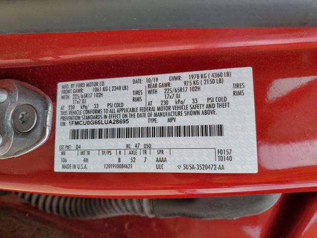 2020 FORD ESCAPE SE - 1FMCU0G66LUA28695