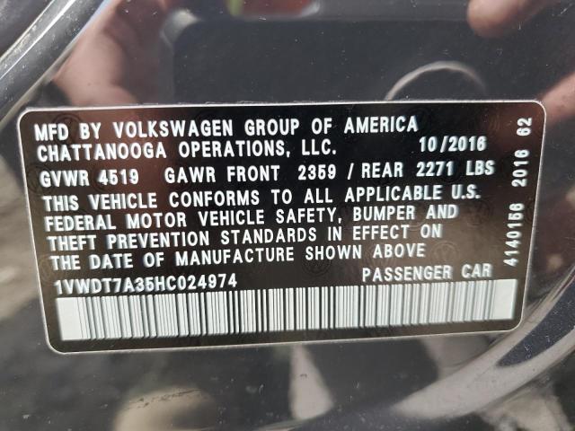 2017 VOLKSWAGEN PASSAT R-L - 1VWDT7A35HC024974