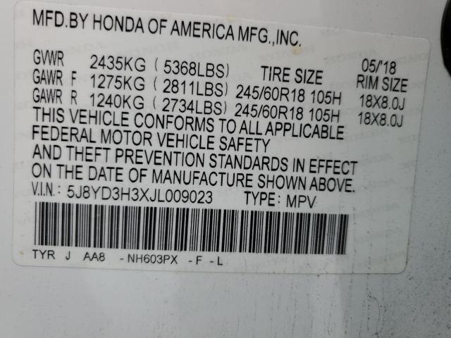 2018 ACURA MDX - 5J8YD3H3XJL009023