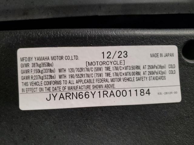 2024 YAMAHA YZFR1 JYARN66Y1RA001184