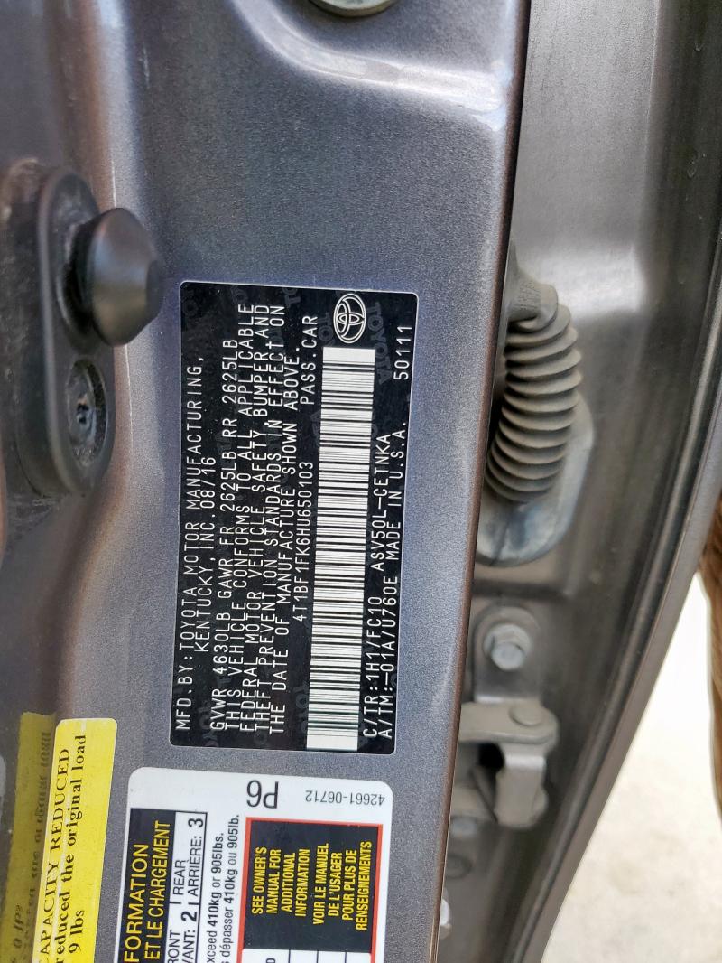 2017 TOYOTA CAMRY LE - 4T1BF1FK6HU650103