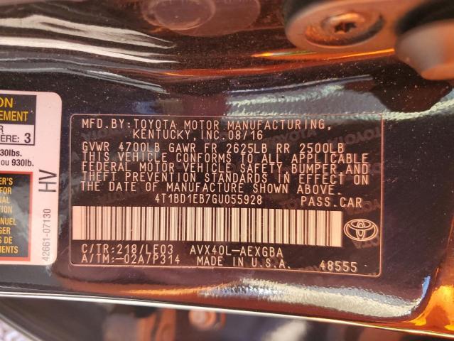 2016 TOYOTA AVALON HYB 4T1BD1EB7GU055928