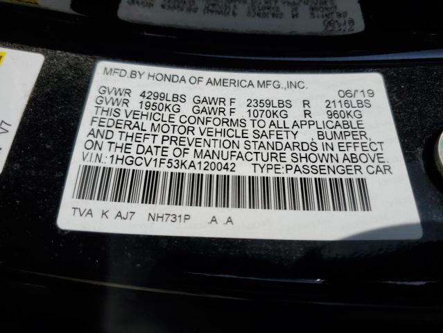2019 HONDA ACCORD EXL - 1HGCV1F53KA120042