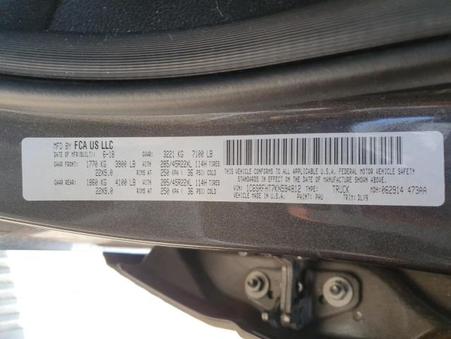 2019 RAM 1500 LIMITED 1C6SRFHT7KN594812