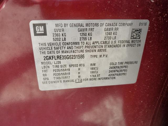 2016 GMC TERRAIN DE 2GKFLRE35G6231586
