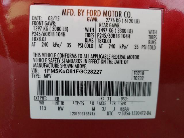 2015 FORD EXPLORER X - 1FM5K8D81FGC28227