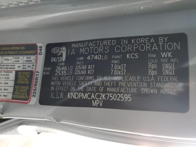 2019 KIA SPORTAGE L - KNDPMCAC2K7502595