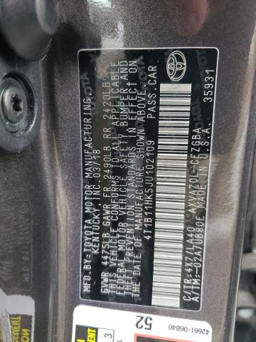 2018 TOYOTA CAMRY L - 4T1B11HK5JU102109