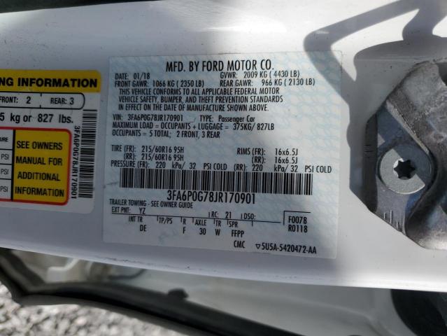 2018 FORD FUSION S - 3FA6P0G78JR170901