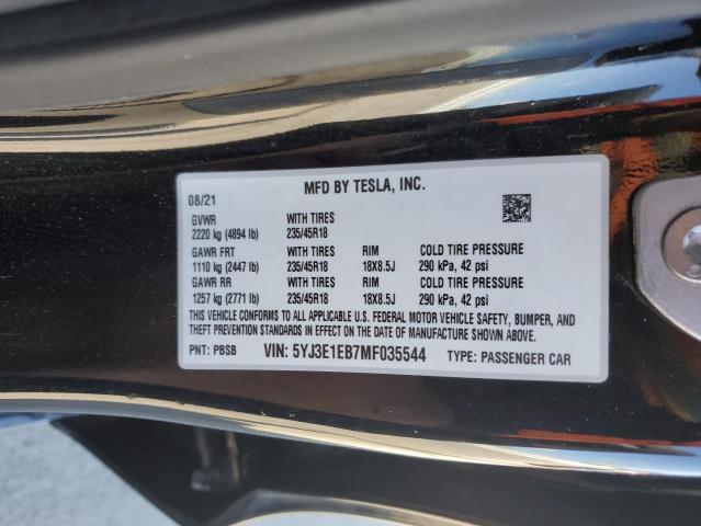 2021 TESLA MODEL 3 - 5YJ3E1EB7MF035544