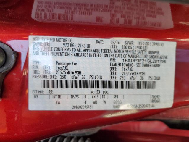 2016 FORD FOCUS SE - 1FADP3F21GL281795