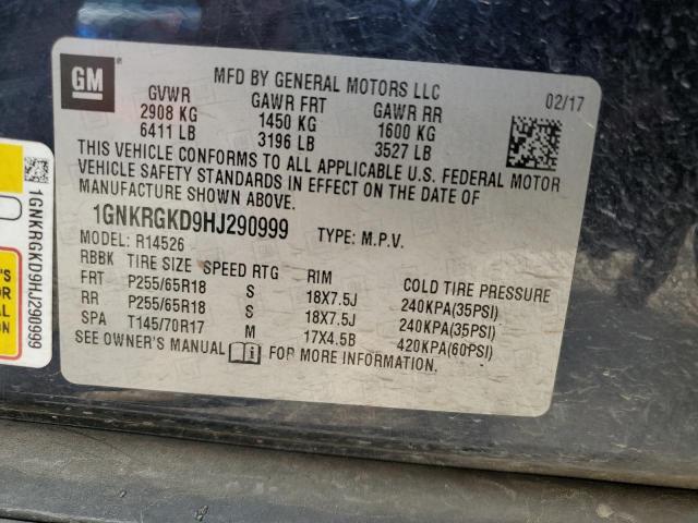 2017 CHEVROLET TRAVERSE L - 1GNKRGKD9HJ290999