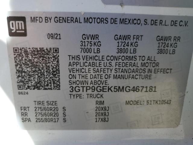2021 GMC SIERRA K15 - 3GTP9GEK5MG467181