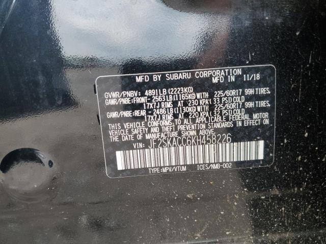2019 SUBARU FORESTER JF2SKACC6KH458226