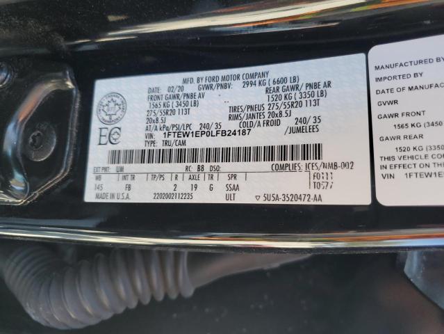 2020 FORD F150 SUPER - 1FTEW1EP0LFB24187