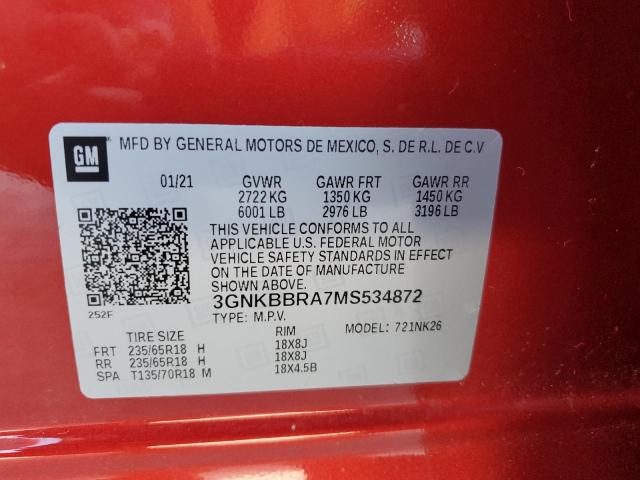 2021 CHEVROLET BLAZER 1LT - 3GNKBBRA7MS534872