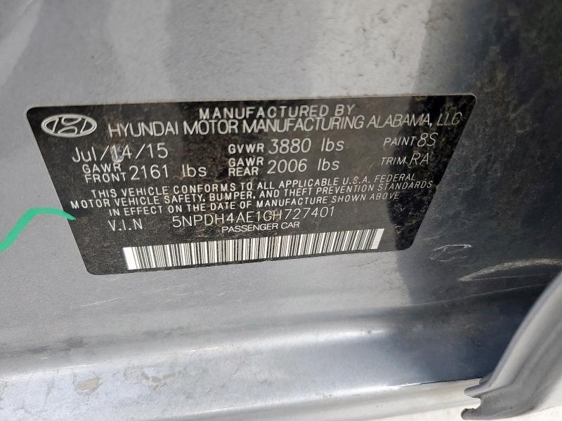 2016 HYUNDAI ELANTRA SE - 5NPDH4AE1GH727401