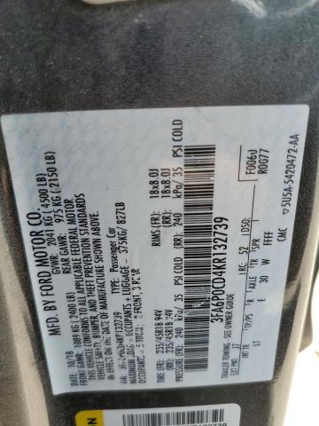 2019 FORD FUSION SEL 3FA6P0CD4KR132739