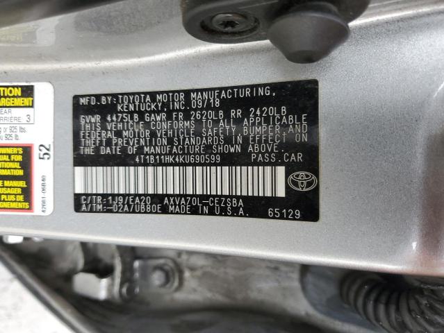 2019 TOYOTA CAMRY L - 4T1B11HK4KU690599
