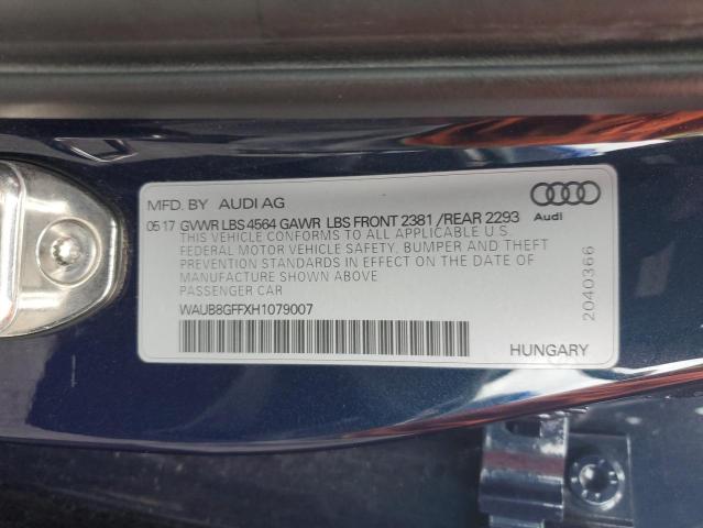 2017 AUDI A3 PREMIUM WAUB8GFFXH1079007