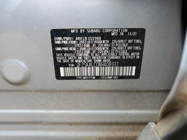 2022 SUBARU FORESTER W JF2SKALC0NH408331