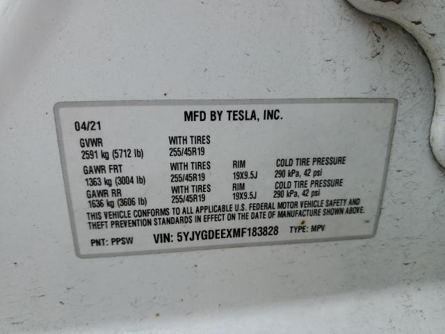 2021 TESLA MODEL Y - 5YJYGDEEXMF183828
