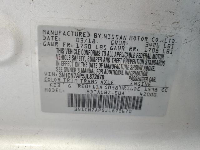 2018 NISSAN VERSA S - 3N1CN7AP5JL872670