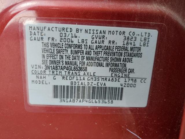 2016 NISSAN SENTRA S - 3N1AB7AP4GL653658