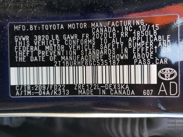 2016 TOYOTA COROLLA L - 2T1BURHE6GC535187