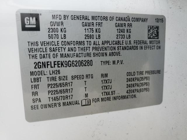 2016 CHEVROLET EQUINOX LT - 2GNFLFEK9G6206280