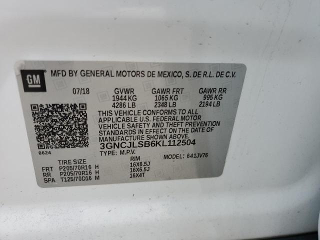 2019 CHEVROLET TRAX 1LT - 3GNCJLSB6KL112504