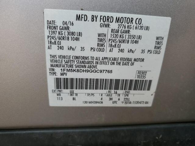 2016 FORD EXPLORER X - 1FM5K8DH9GGC97765