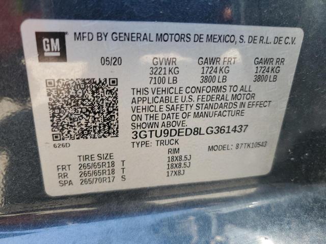 2020 GMC SIERRA K15 - 3GTU9DED8LG361437