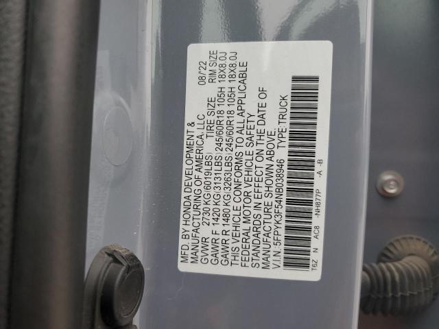 2022 HONDA RIDGELINE - 5FPYK3F54NB038946