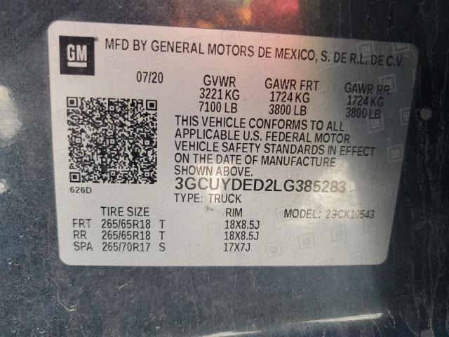 2020 CHEVROLET SILVERADO - 3GCUYDED2LG385283