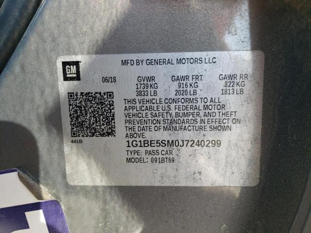 2018 CHEVROLET CRUZE LT - 1G1BE5SM0J7240299