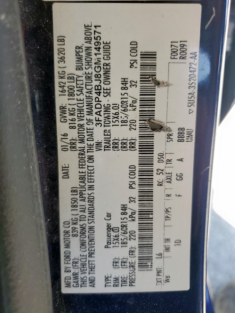 2016 FORD FIESTA SE - 3FADP4BJ8GM149571