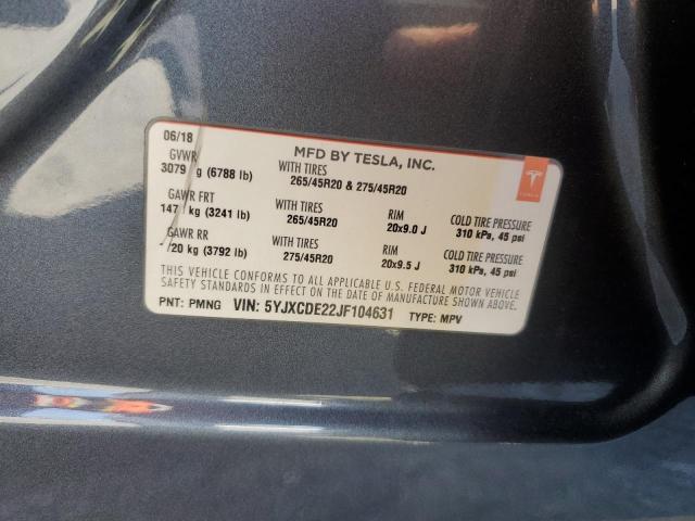 2018 TESLA MODEL X - 5YJXCDE22JF104631