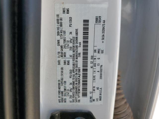 2019 FORD F150 SUPERCREW 1FTEW1C59KFA21981
