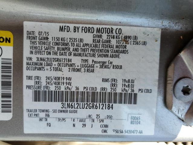 2016 LINCOLN MKZ HYBRID 3LN6L2LU2GR612184