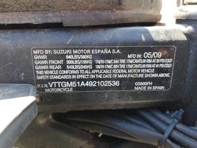 2009 SUZUKI GS500 VTTGM51A492102536